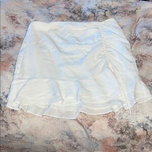 White Ruched Mini Skirt